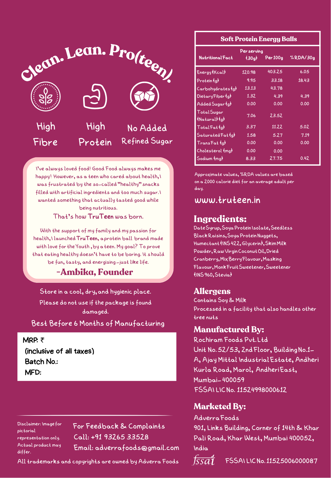 TruTeen - Mixed Berries Protein Bites
